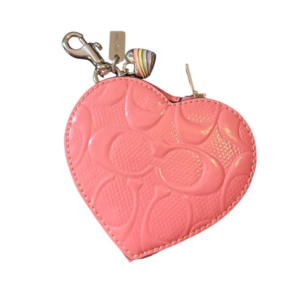 Limited Edition Valentine’s Day Coach Heart Patent Leather Coin Pouch Keyring